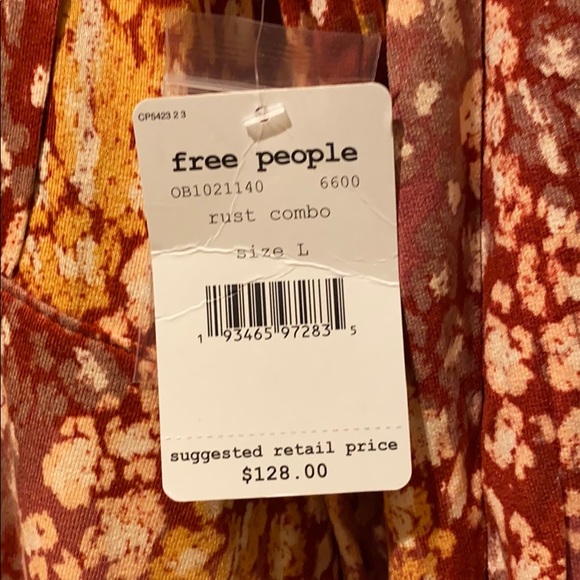 Free People Heartsbeat Mini Dress in Red ditsy floral rust combo size L NWT New - Picture 12 of 16